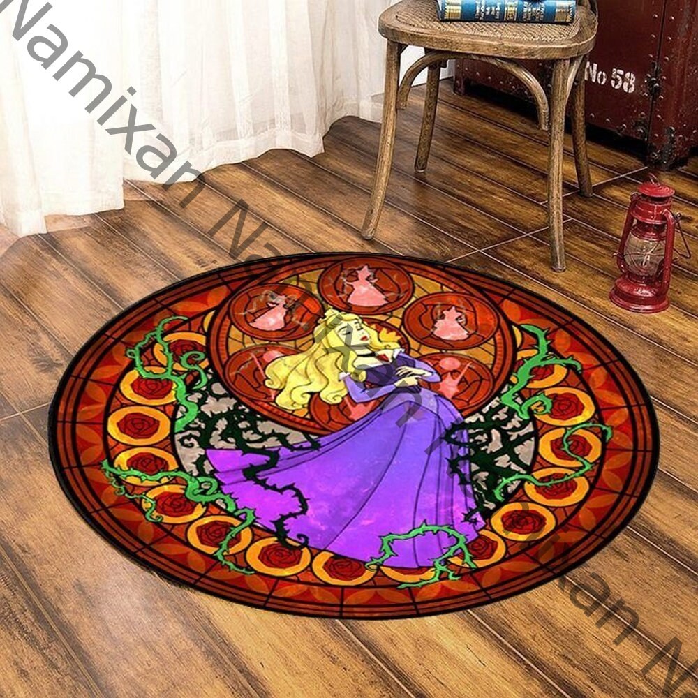 Disney Princess Aurora Round Rug Princess Aurora Area Rug Etsy