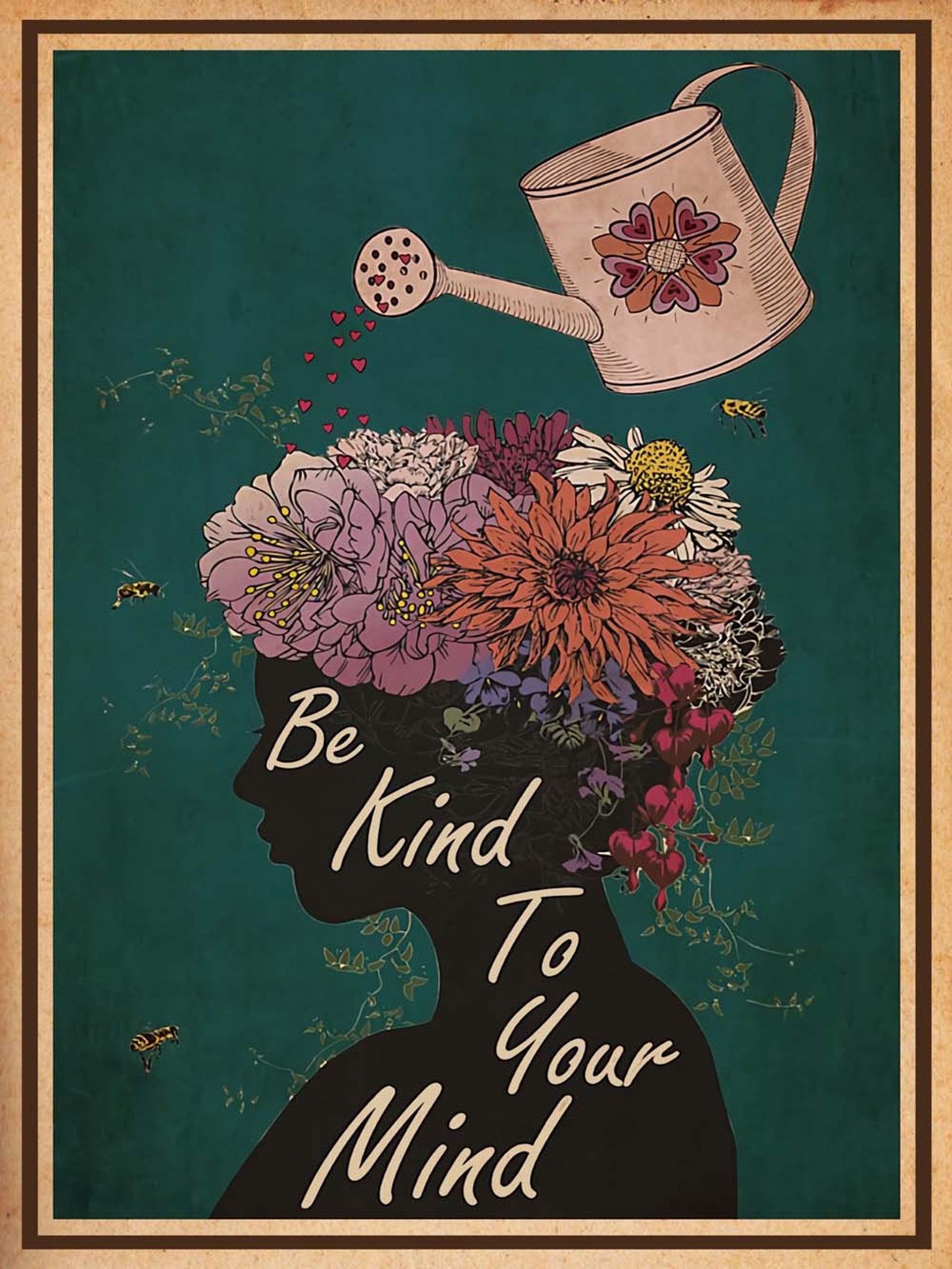 Be Kind To Your Mind jpg png digital file Garden Art Floral | Etsy