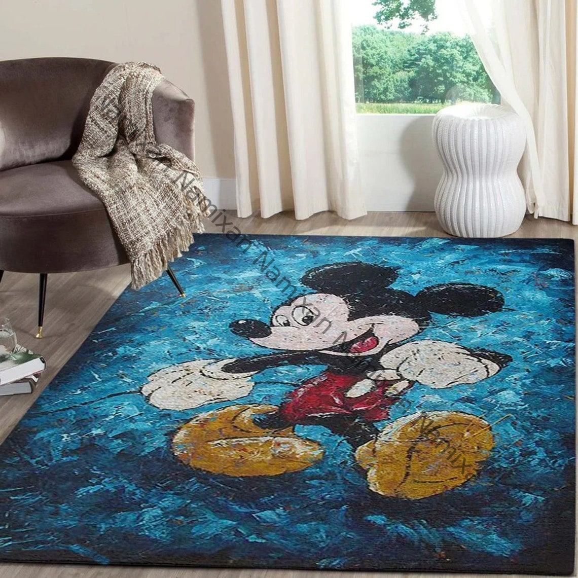 Mickey Mouse Rectangle Rug Disney Mickey Area Rug Mickey Etsy