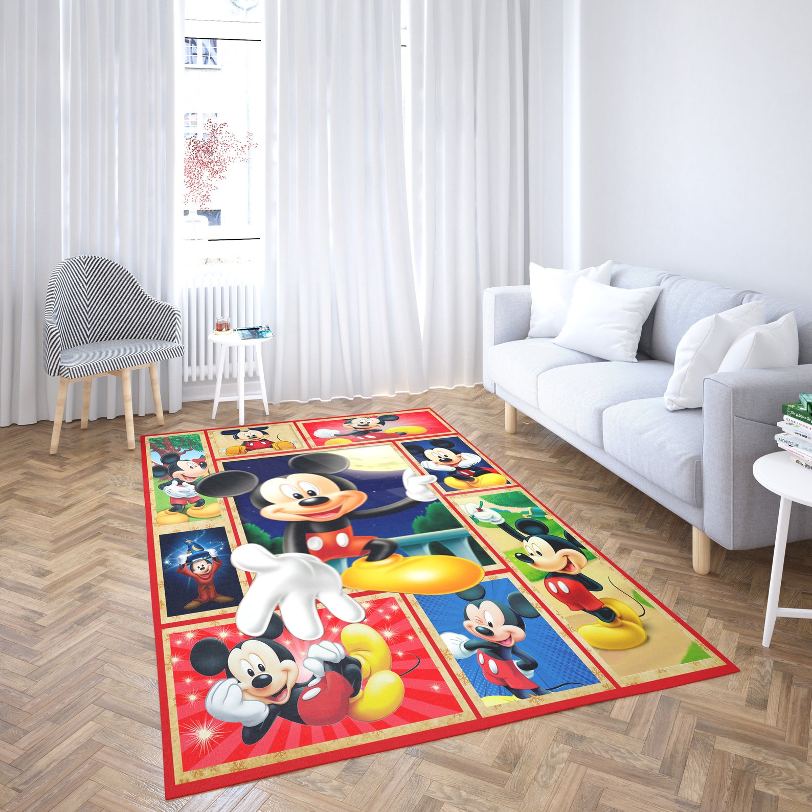 Mickey Mouse Rectangle Rug Disney Mickey Area Rug Mickey Etsy