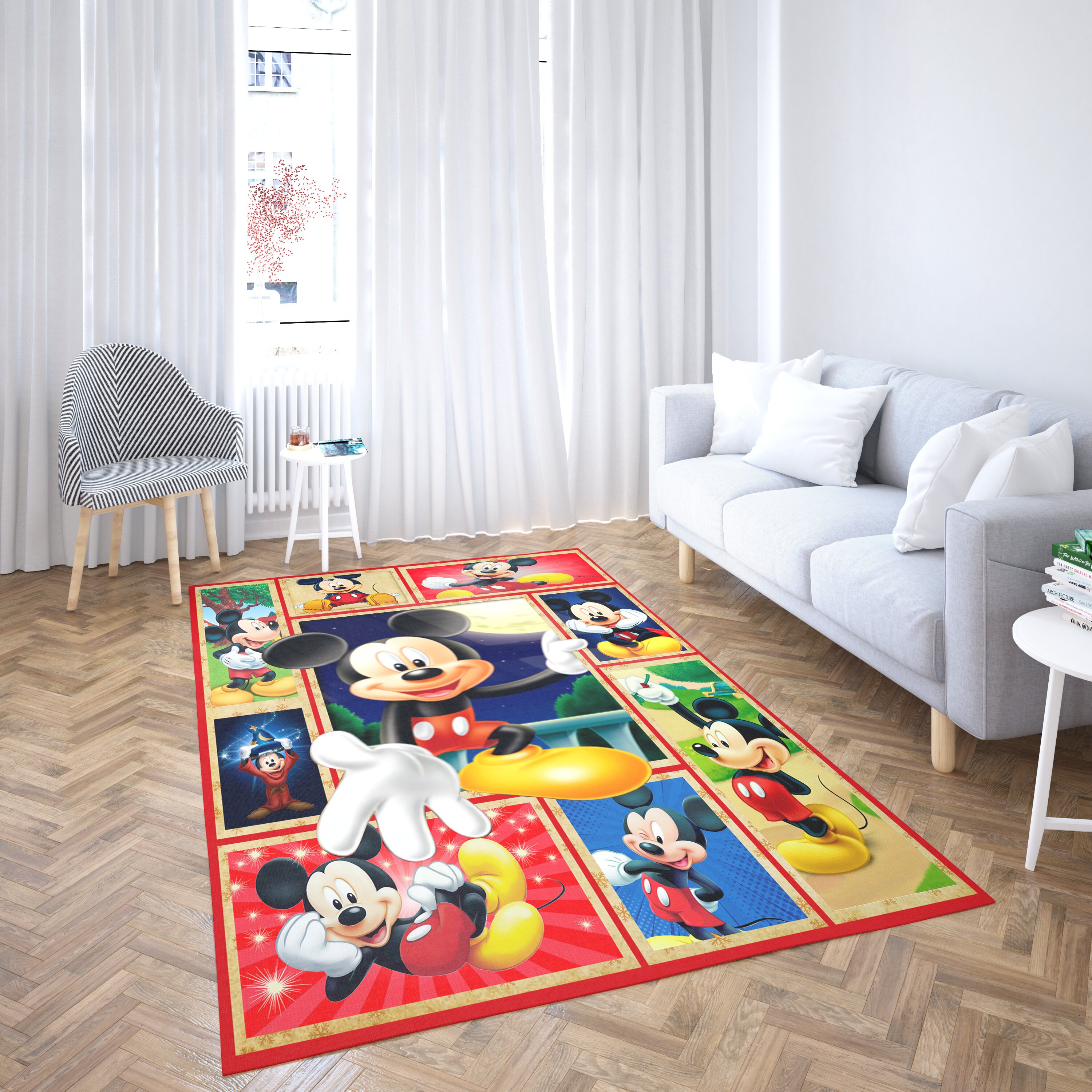 Mickey Mouse Rectangle Rug Disney Mickey Area Rug Mickey Etsy