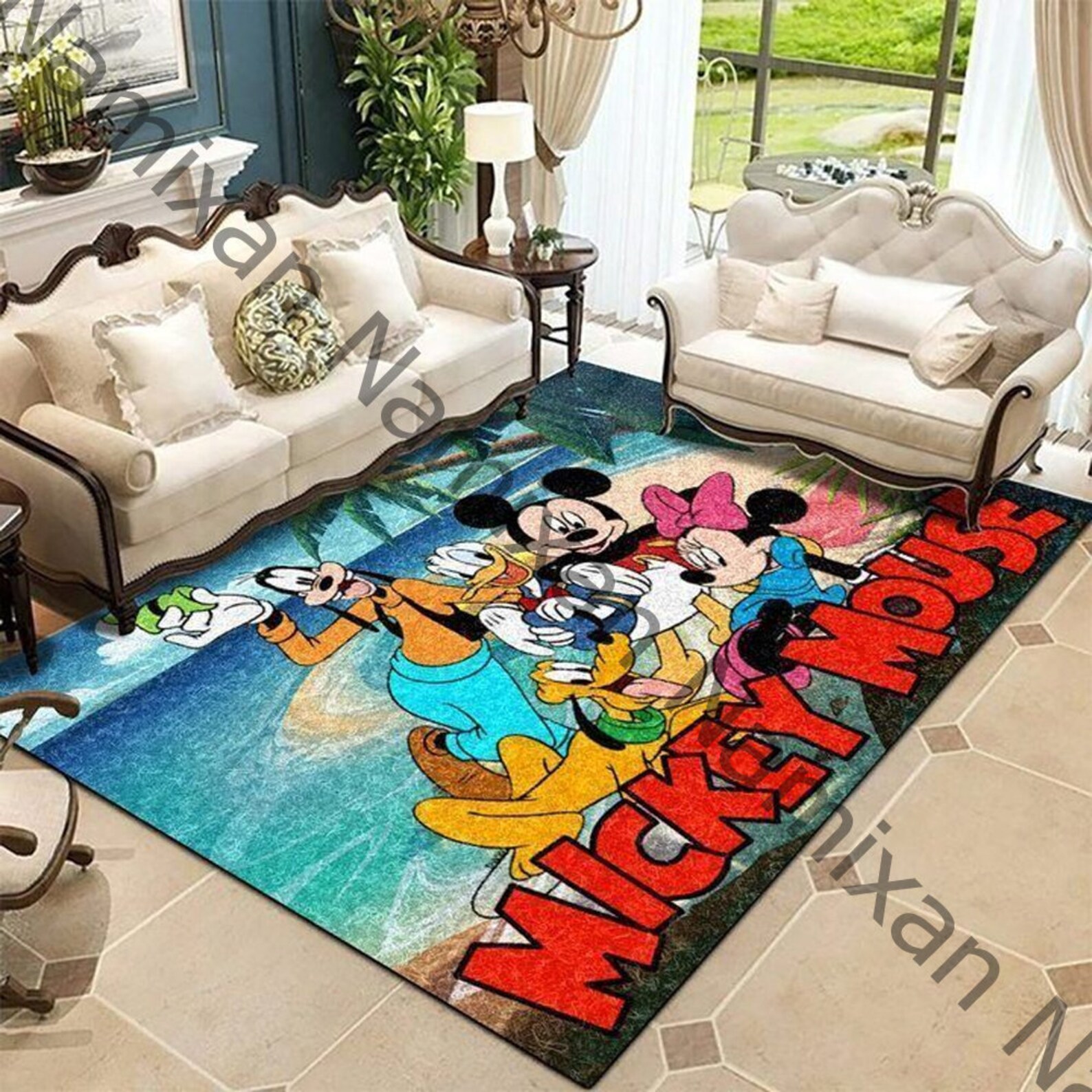 Mickey Mouse Rectangle Rug Disney Mickey Area Rug Mickey Etsy