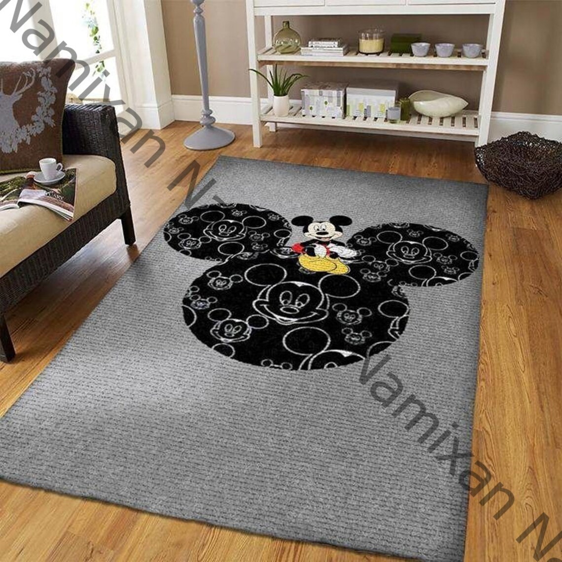 Mickey Mouse Rectangle Rug Disney Mickey Area Rug Mickey Etsy