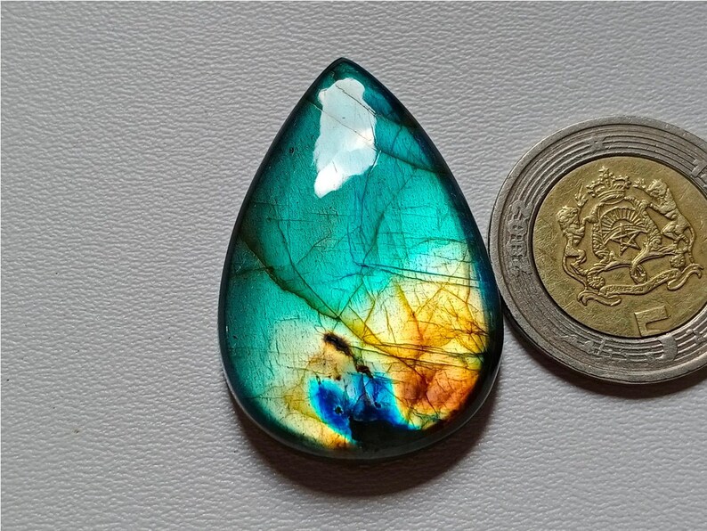 Loose Jewelry Stone Both Side Polished Labradorite Stone 37X25X7 mm 56 Crt Jewelry Making Amazing Unique Fire Labradorite Cabochon