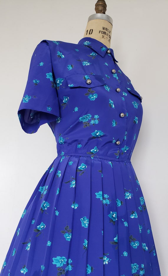 Vintage 1980s Vibrant Blues Dress - image 3