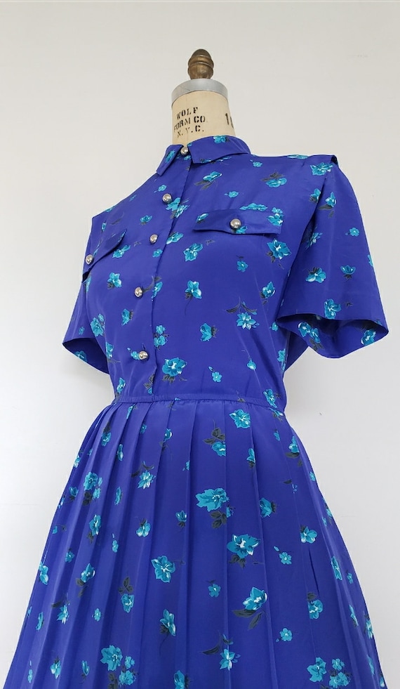 Vintage 1980s Vibrant Blues Dress - image 2