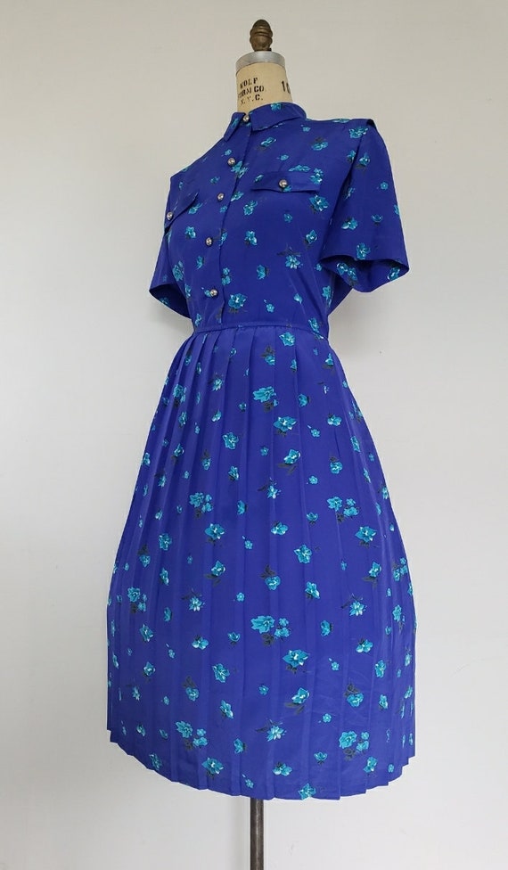 Vintage 1980s Vibrant Blues Dress - image 4