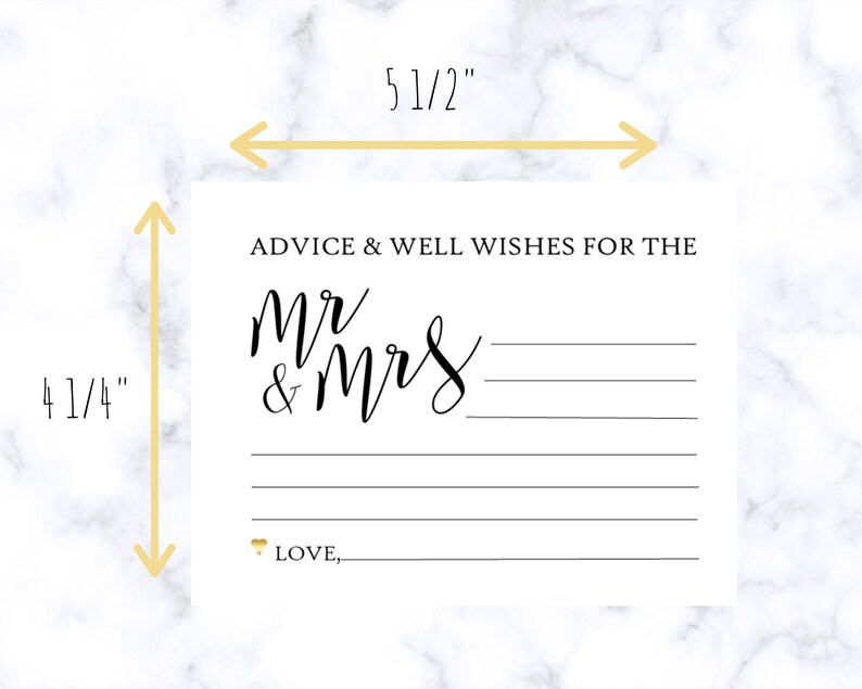 Advice &amp; Well Wishes to the Mr. and Mrs. Wedding Cards in - Etsy