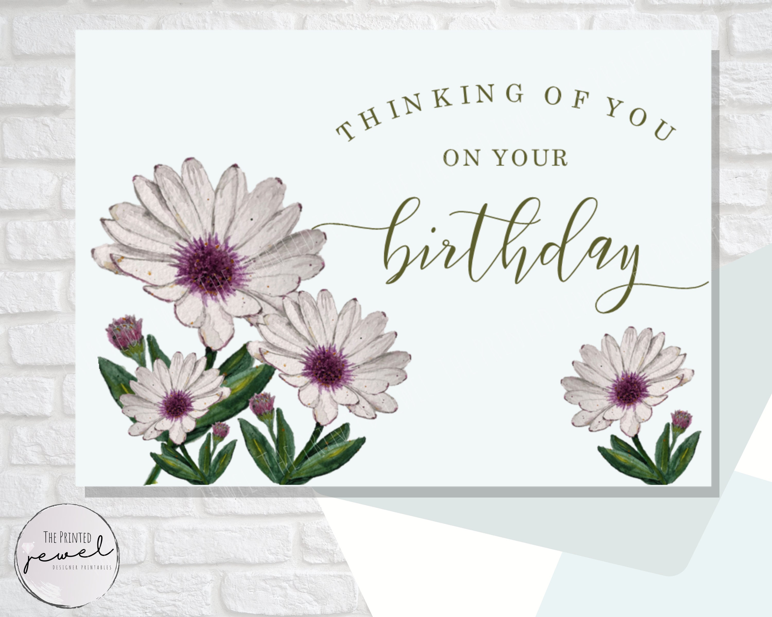 Happy Birthday Card Thinking Of You On Your Birthday White  Etsy España