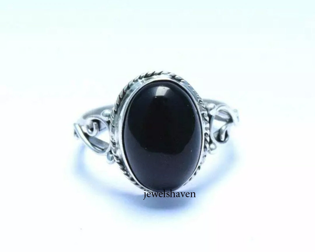 Black Onyx Ring Oval Stone Ring Handmade Ring 925 Silver | Etsy
