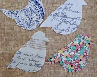 Hand cut fabric birds