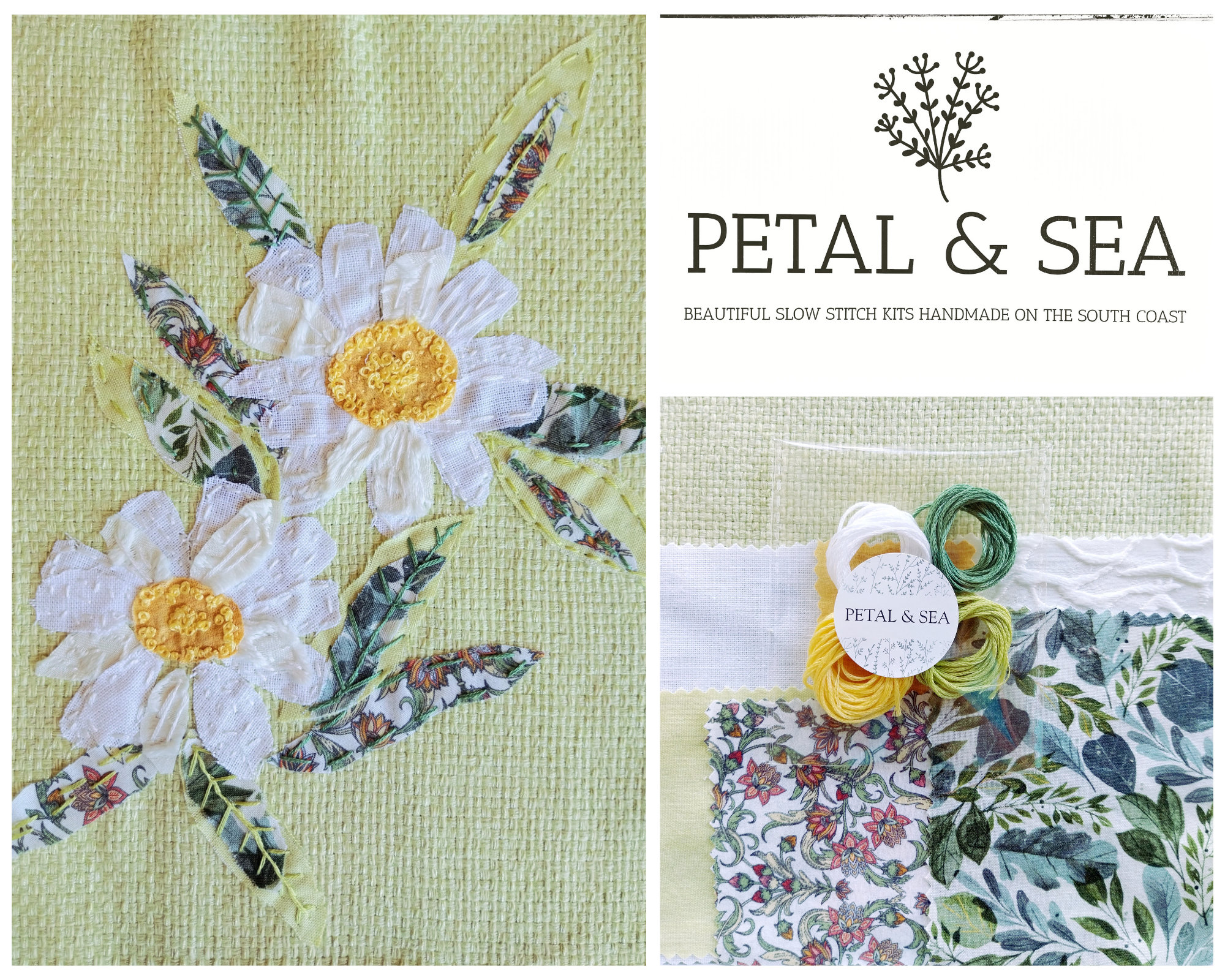 Slow Stitching Mini Kit, Fabrics & Trims, Greens, Inspiration, Meditation