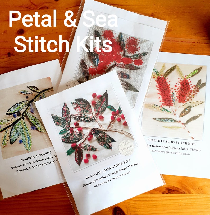 Vibrant orange flowered Eucalyptus Stitch Kits By PETAL /& SEA