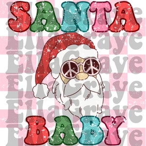 Santa Baby PNG| Groovy Santa PNG| Retro Santa PNG