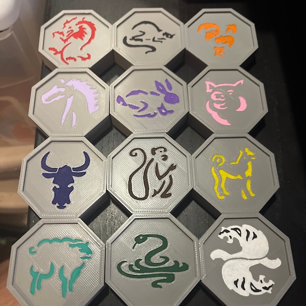 12 Jackie Chan Adventures Zodiac Talismans. 3D printed and hand painted(no special powers included)