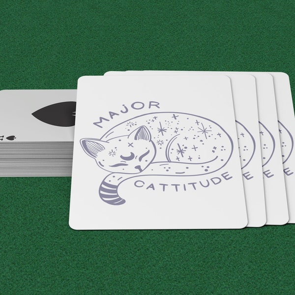 Major Cattitude Playing Card Deck with Case | Funny Artsy Cat Design on Cards | Poker Player Card Game Cat Lover Gift