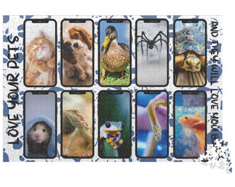 Gorgeous Puzzle Love Your Pets & They Will Love You Back (30 to 1,014 Pieces) Graphic Art Puzzle with Gift Box | Pet Owner Gift Puzzle Gift