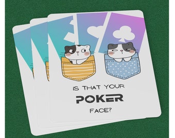 Is That Your Poker Face? Cute cat playing cards | Cartoon Cat Playing Card Deck | Cat Lover Cards with Case | Poker Player Card Game Gift