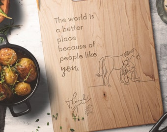 Farrier Gift The World Is A Better Place- Laser Engraved Solid Maple Wood Cutting Board |Thank You Farrier/Equine Veterinary| Charcuterie