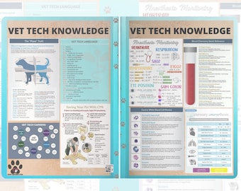 Vet Tech Knowledge PaperBack Journal Small & Large Sizes | Small Animal Veterinary Technician Notebook | Graphic Designs Cover Blank Inside