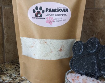 PawSoak by RemysBrands Bath Salts Blend for Pets | Bath Soak for dogs cats | Handcrafted Epsom salts + Oatmeal for Pets paws & skin health