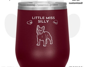 Little Miss Bossy, Silly, Shy or Chatterbox Series with Dogs Laser Engraved Colorful 12oz Drink | Stemless Wine Travel Drink Cup with Lid