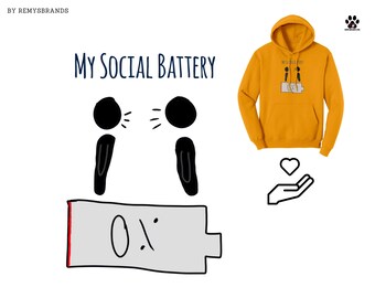 My Social Battery 0% Adult Teen Unisex Hoodie Sweatshirt | Hoodie for Introverts Low Battery Social | Youth designer, Proceeds Go To Charity