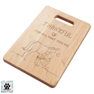 Farrier, Equine, Horse Vet, Stable Staff Gift Thank You Gift Thankful For All That You Do Solid Maple Wood Cutting or Charcuterie Board zdjęcie 2