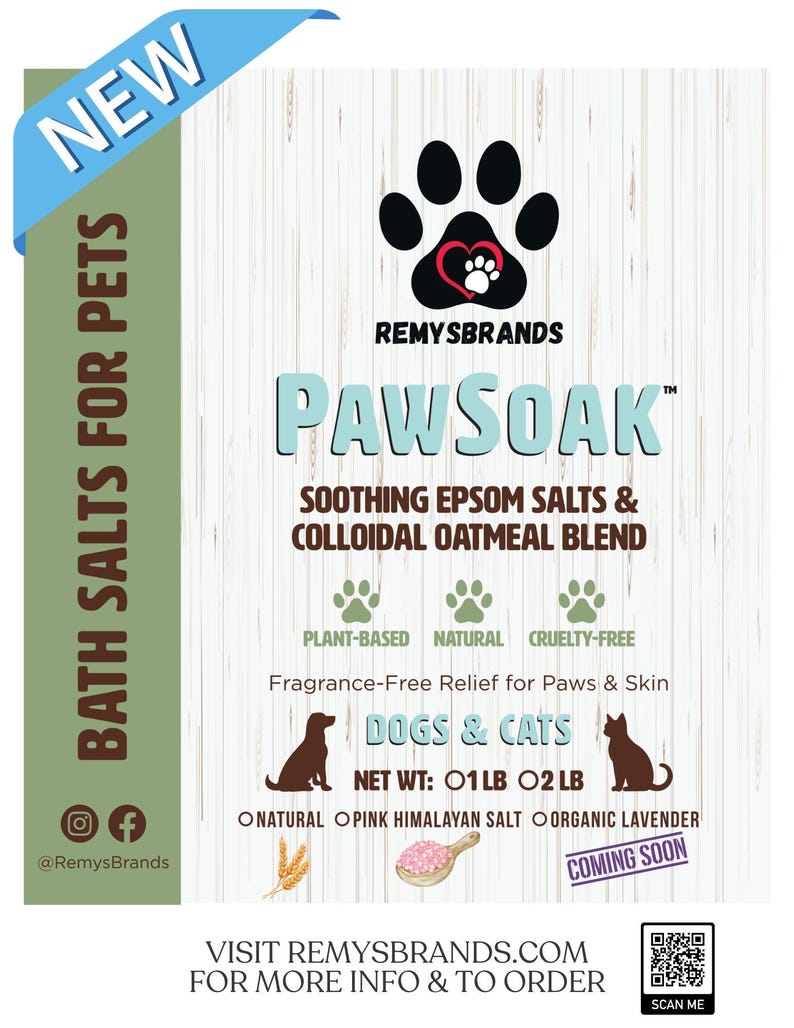 Cover image for PawSoak bath Salts for Pets by RemysBrands.com