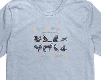 Almas de Animales T-shirt graphique unisexe adulte | T-shirt espagnol pour les amoureux des animaux, Fiesta, Cinco De Mayo Halloween Dia de Muertos | Âmes animales
