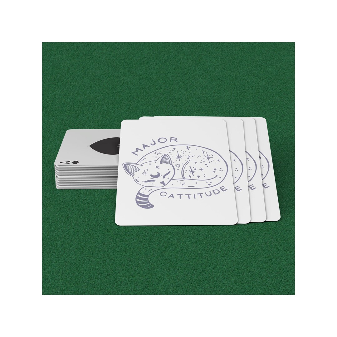Major Cattitude Playing Card Deck With Case Funny Artsy Cat Design on