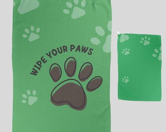 Pet Care Towel with Hanging Loop | Waffle Towel for Paws Drool | Dog Towels: Bath, Drying, Wipe Paws | Pet Drying Small Bath Towel Cute Paws