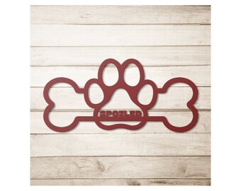 Spoiled Dog Metal Sign: Paw & Bone Die Cut Wall Art
