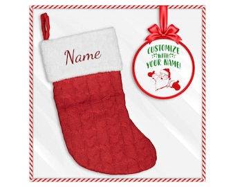 Personalized Christmas Stockings Embroidered Names on Red, Green or Cream Knit Stockings | Pet, Kid, Mom, Dad, Friend Xmas Stockings to Hang