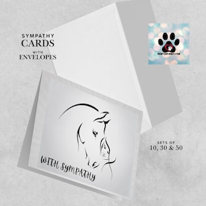 Lots de cartes de sympathie pour chevaux | Monument commémoratif de perte d'équidés | Cartes de vœux avec enveloppes et grand animal de compagnie | Ensembles de papeterie pour gros animal