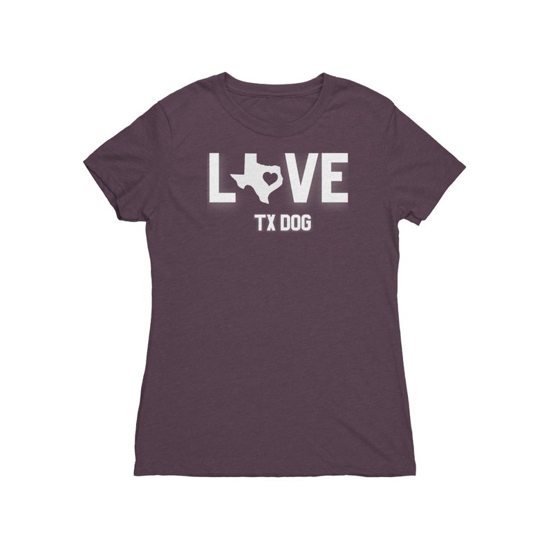 LOVE TX Dog Ladies Triblend Super Soft Tshirt Texas Dog Love Women's Graphic Tee Texas Dog Shirt for tweens, teens, women Texas State image 1