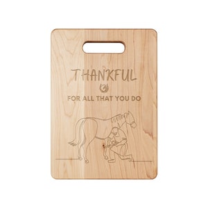 Farrier, Equine, Horse Vet, Stable Staff Gift Thank You Gift Thankful For All That You Do Solid Maple Wood Cutting or Charcuterie Board zdjęcie 3