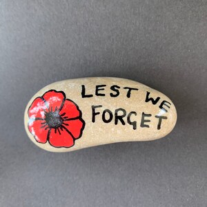 Poppy pebble, Remembrance stone, Lest We Forget Grave ornament, Paperweight, Royal British Legion donation, Hand-painted & varnished image 7