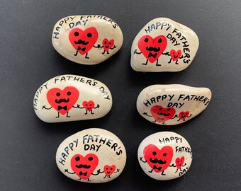 Father's Day gift pebble, Hand-painted gift for Dad, Happy Father's Day message stone, Deceased Dad grave ornament, Varnished