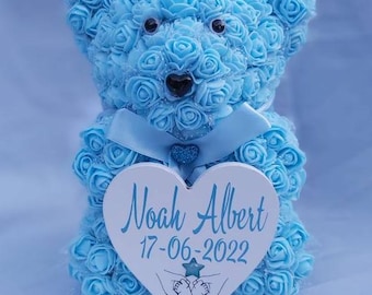 Ositos de ángel conmemorativos personalizados / Osito de rosa personalizado / Ositos de ángel de recuerdo / Regalos personalizados / Osito de peluche rosa / Osito de recuerdo