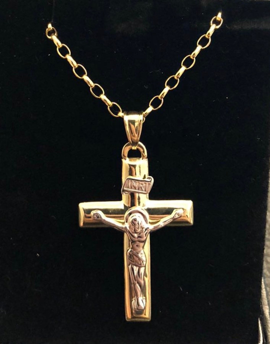 9ct Gold Cross Chain Mens Ladies Cruisfex 375 Hallmarked Gift Boxed