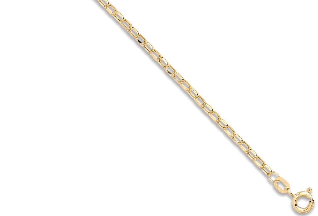 Ciondolo Catena Rolo Belcher Taglio Diamante 2mm – Oro Giallo 9ct Su Argento – Lunghezza 16-24 Pollici - Foto 3