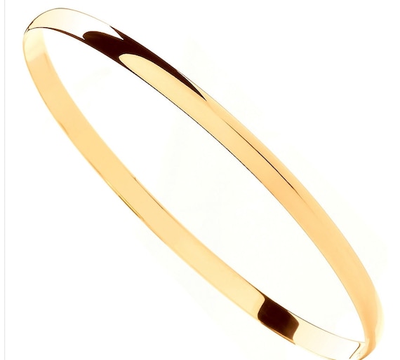 9ct Gold Slave Bangle Plain Soild Bracelet 4mm Ladies 375 Gift Boxed