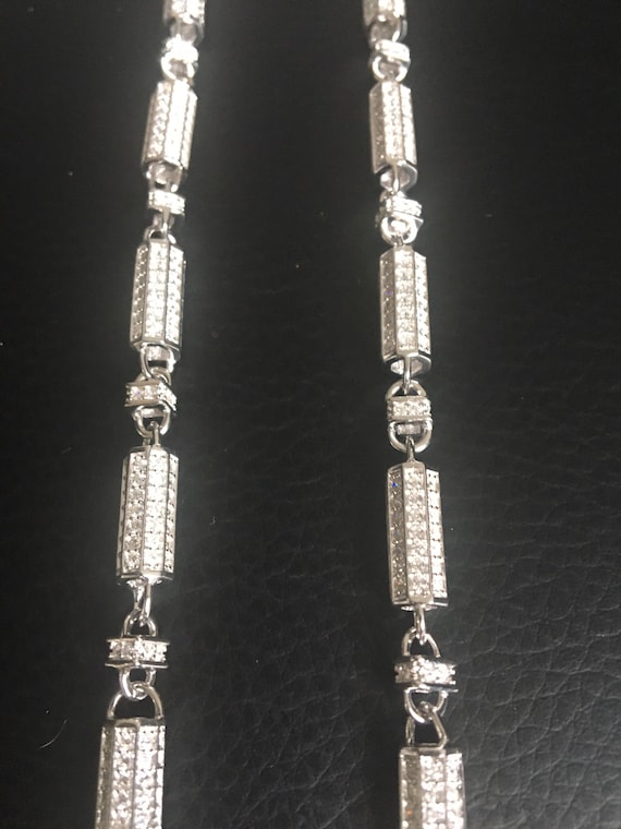 Mens Silver Chain Necklace Heavy Long Cz Bullet Link Chain 30 Real Silver 62 Grams Gift Boxed Xmas. Etsy UK