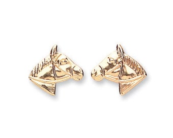 9ct Gold Horse Stud Earrings Girls Ladies  Gift boxed.