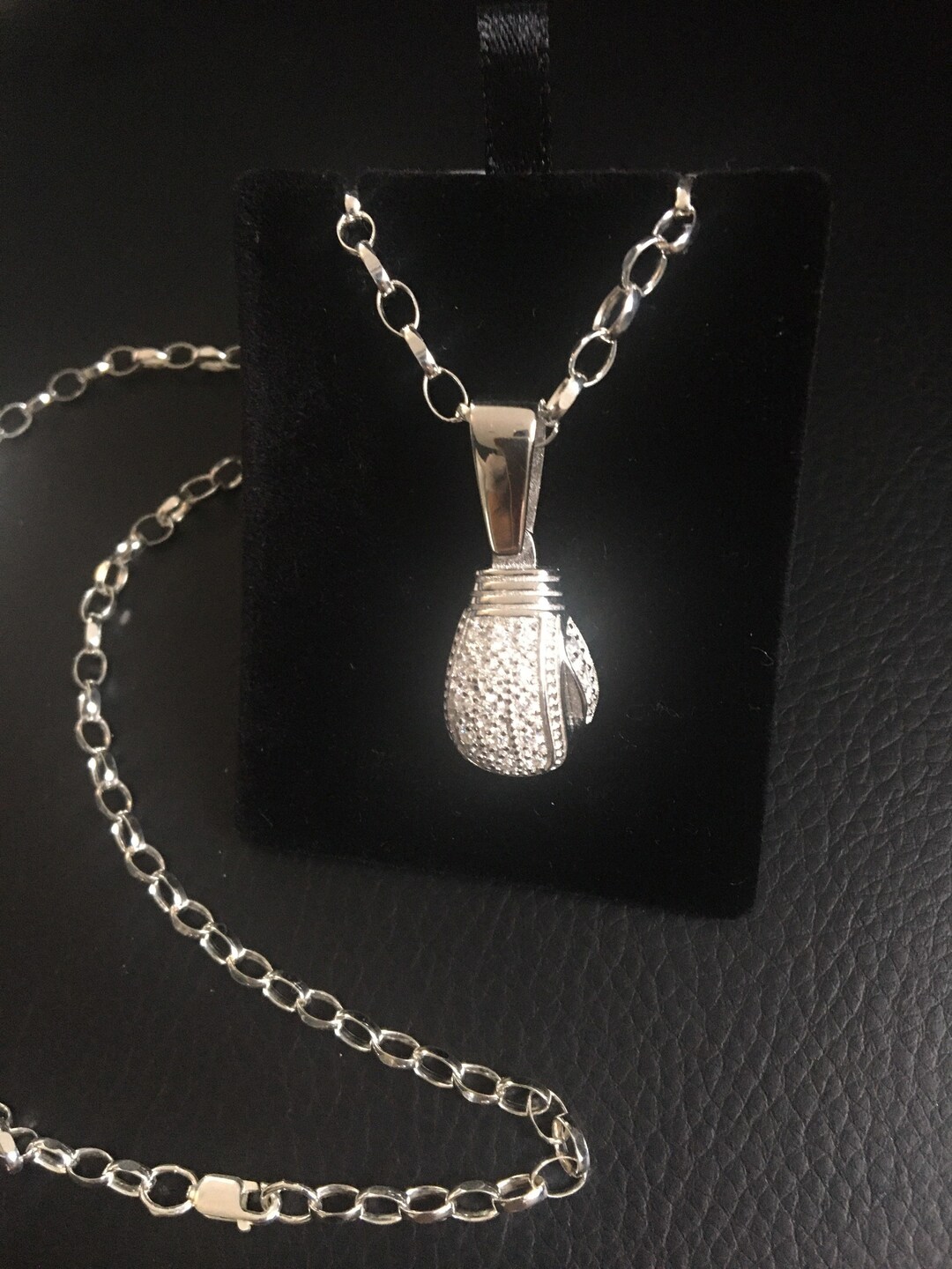 Boxing Glove Chain Pendant Mens Boys Solid 20 925 Hallmarked Gift Boxed