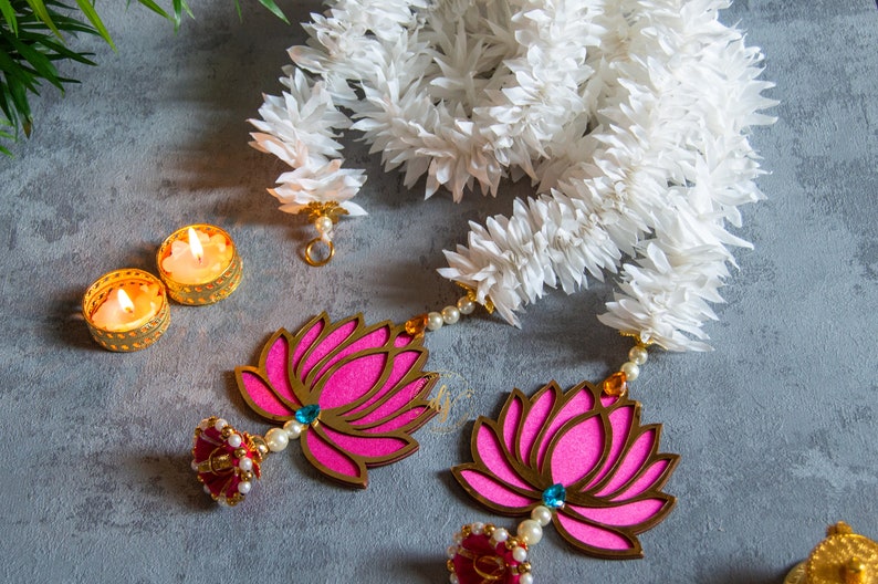 Set of Premium Mogra & Lotus Door Hanging-Diwali Decoration,Ganesh and Laxmi Pooja,All Festival Decor,Event Decor,Pooja Decor,Diwali Gift image 4