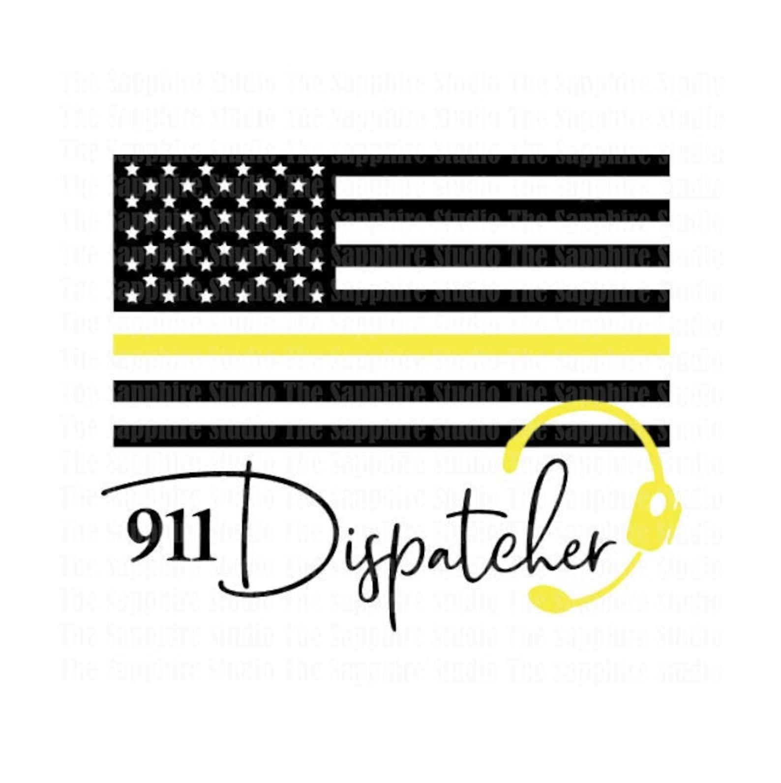 911 Dispatcher Flag Thin Gold Line PNG DIGITAL DOWNLOAD | Etsy