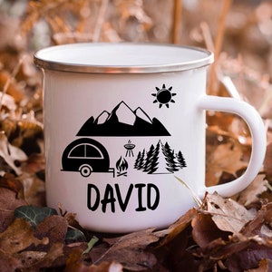 Personalized Camping Mug, Enamel Camping Mug, Camping Coffee Mug