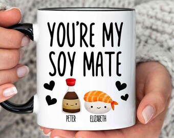 Personalized Valentines Day Sushi Mug, Funny Valentines Day Mug, Sushi Lover Gift, Valentines Day Gift for Boyfriend or Girlfriend